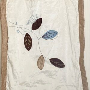 jcpenney Cream pillow sham with Blue and Brown Leaf Appliqué set of 2